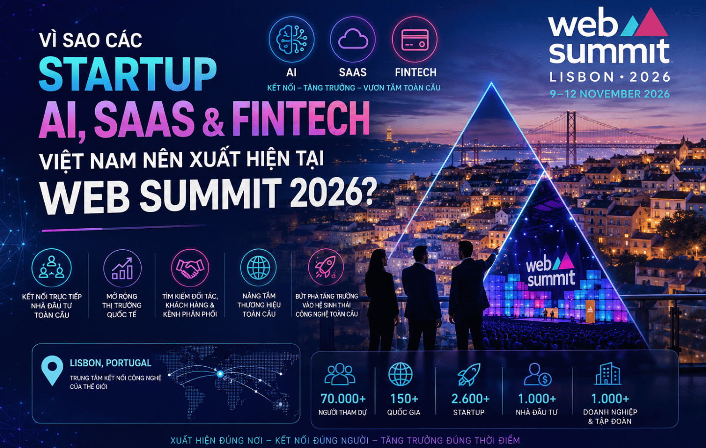 Vì sao các startup AI, SaaS và Fintech Việt Nam nên xuất hiện tại Web Summit 2026?