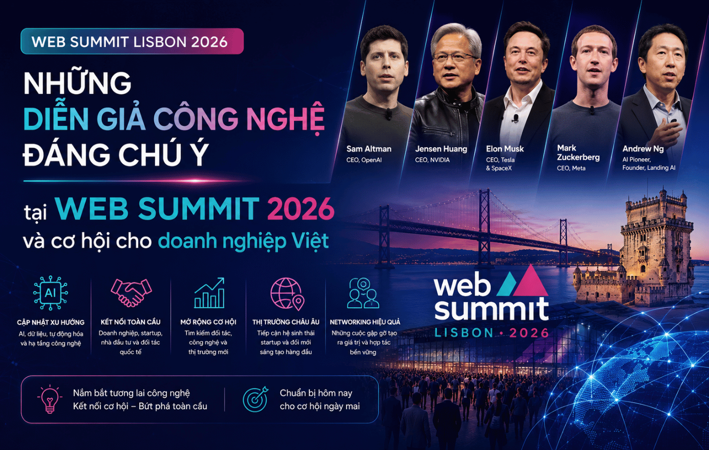 Những diễn giả công nghệ đáng chú ý tại Web Summit 2026 và cơ hội cho doanh nghiệp Việt